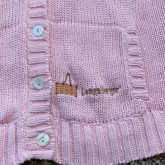 Vintage 90s 80s Longaberger Homestead Pink Knit Cardigan Buttonup Sweater Small - Picture 4 of 12